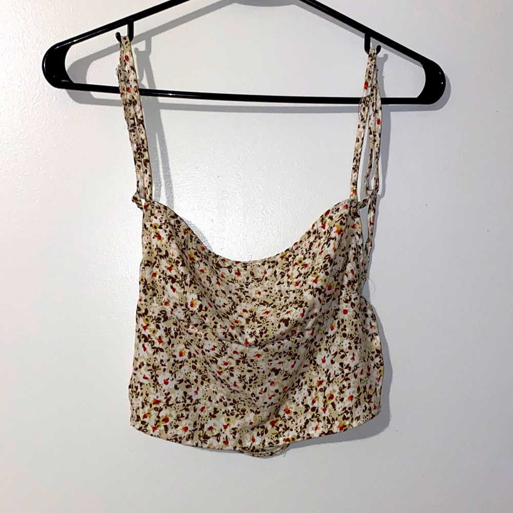 Shein Floral Backless Cami Crop Top (M)
